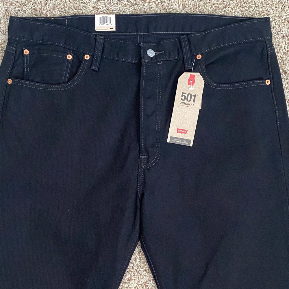 Levi’s 501 Original Straight Leg Black Jeans Size 40 x 34 - Picture 3 of 6